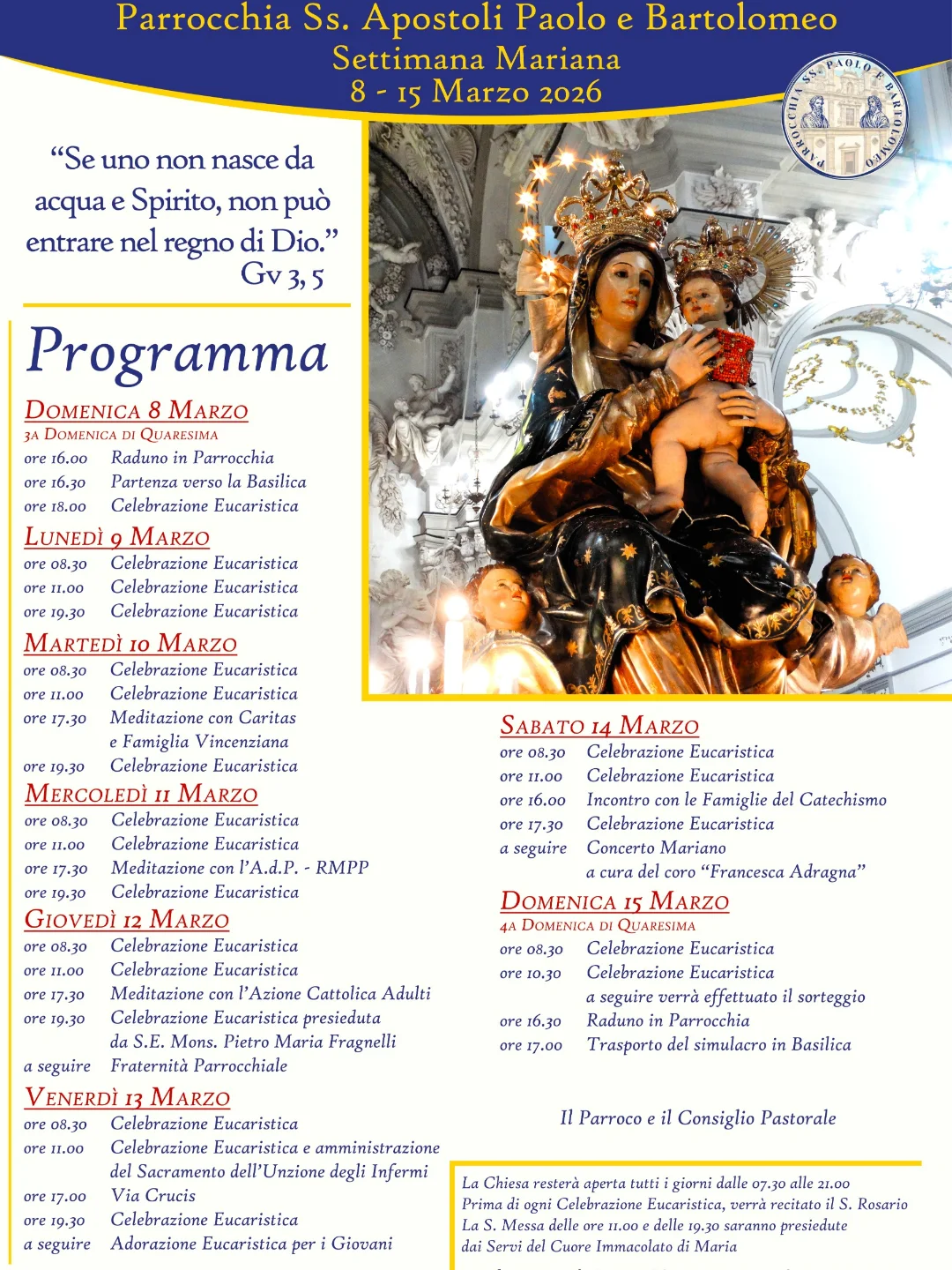 Settimana Mariana - Appuntamenti